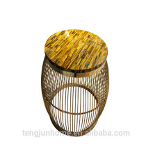 CANOSA yellow tiger eye with golden stainless steel coffee table